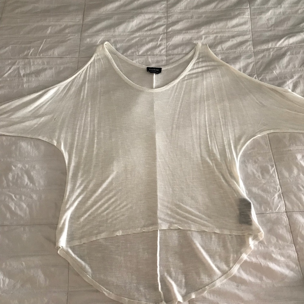 bebe open shoulder top